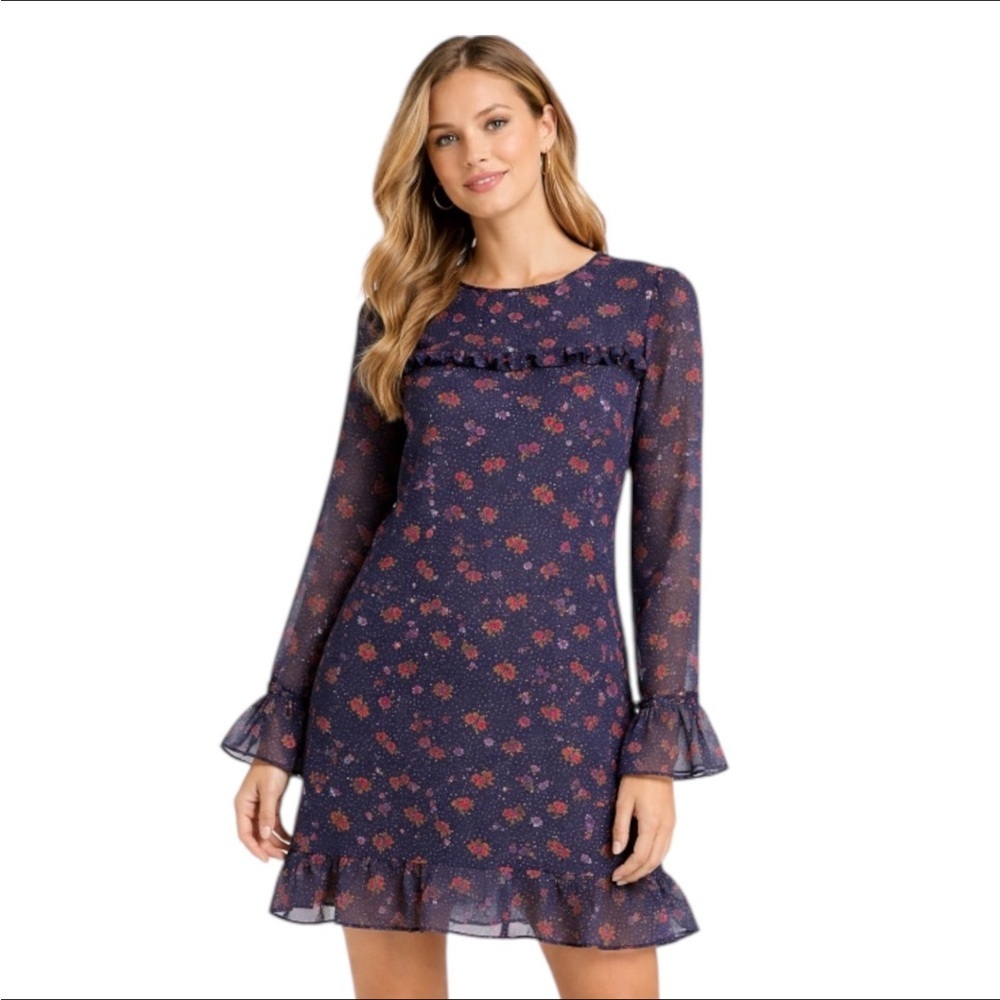J Taylor Purple Lace Dress Size 8 Sheath 3/4 Sleeve Elegant Party
